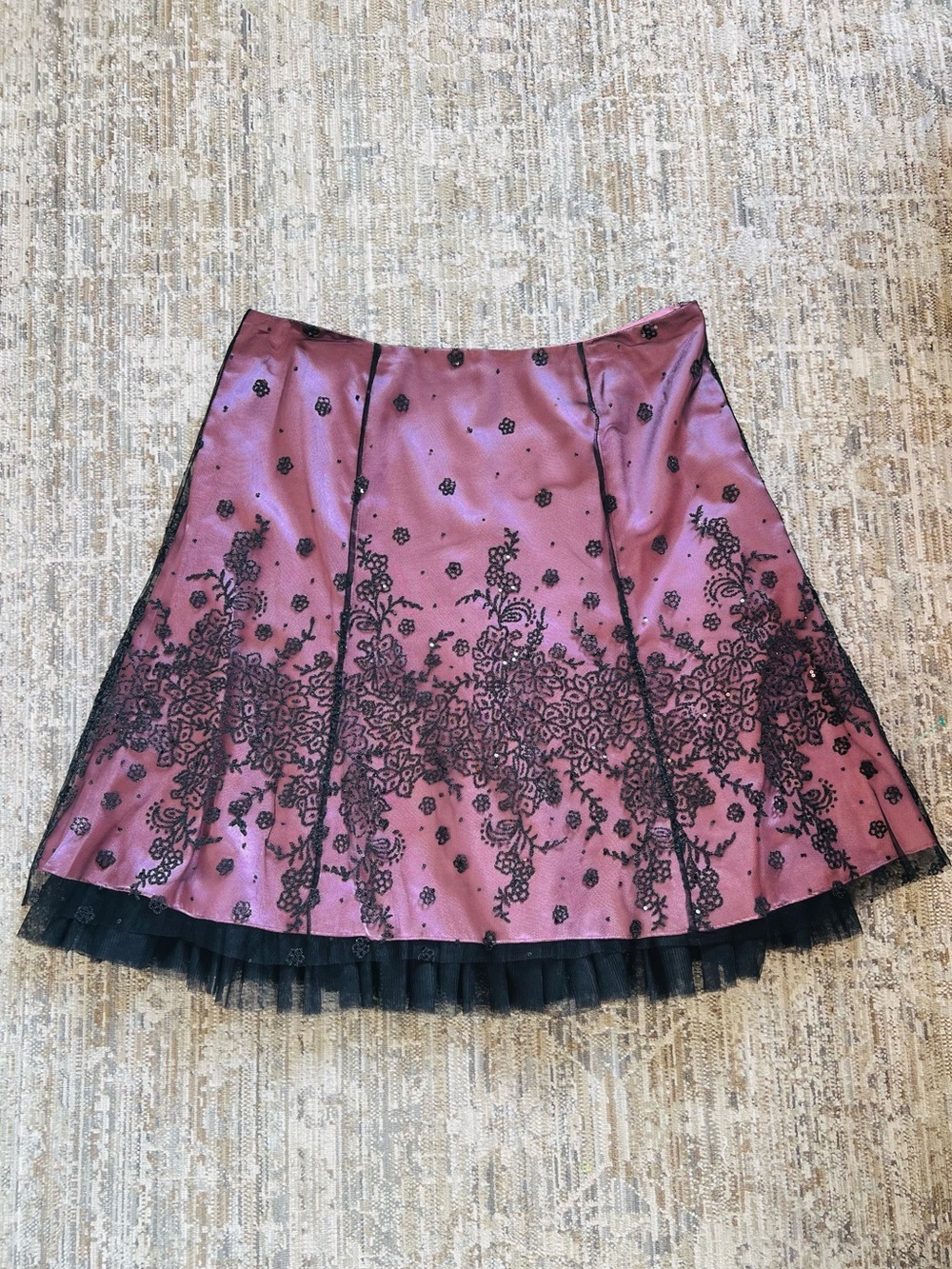 Adrianna Papell Women's Lace-Overlay A-Line Skirt in Mauve - Picture 1 of 4